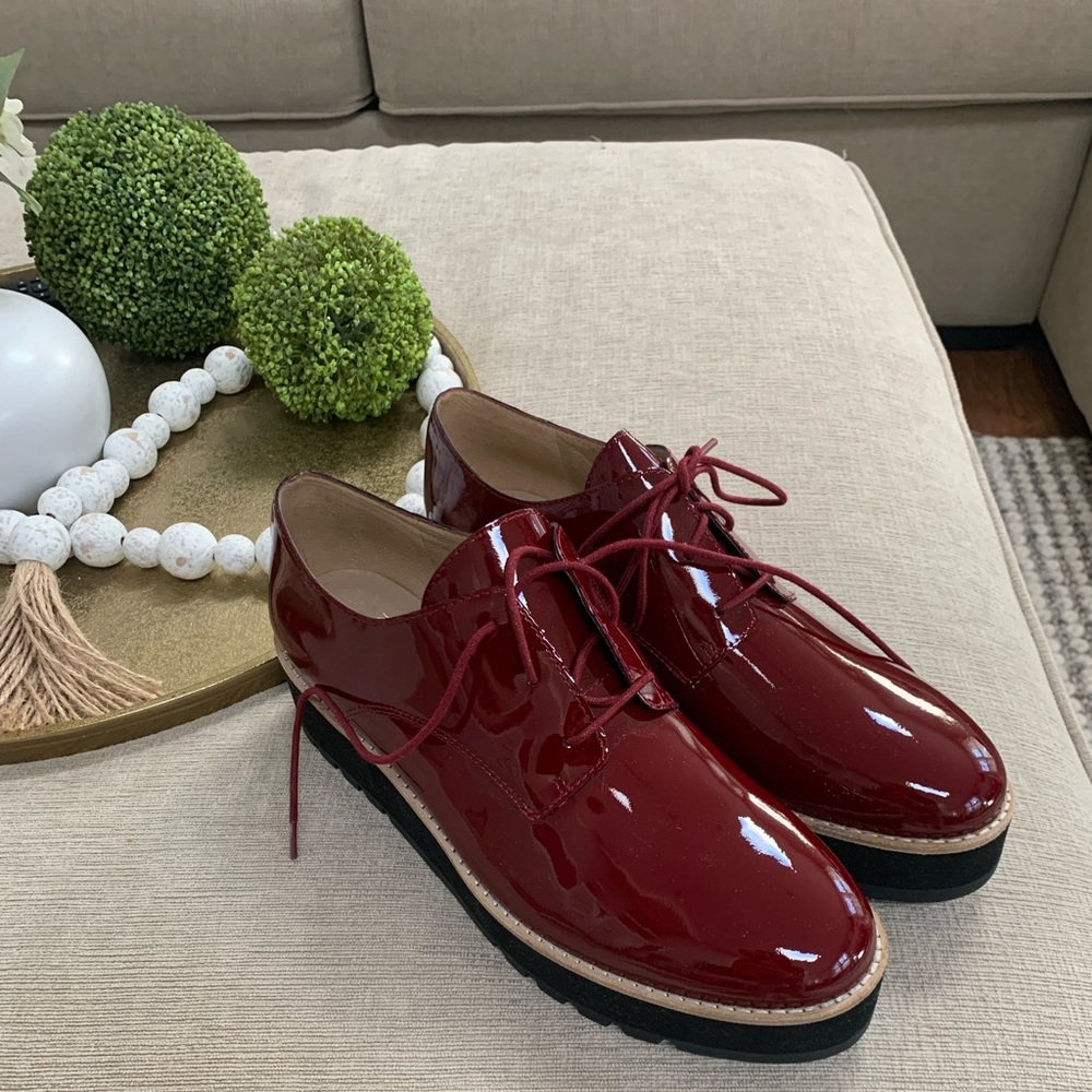 Eileen Fisher dark red patent shoes